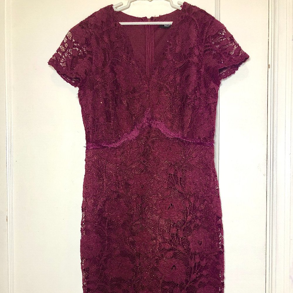 Ellen Tracy Burgundy Lace Midi Dress